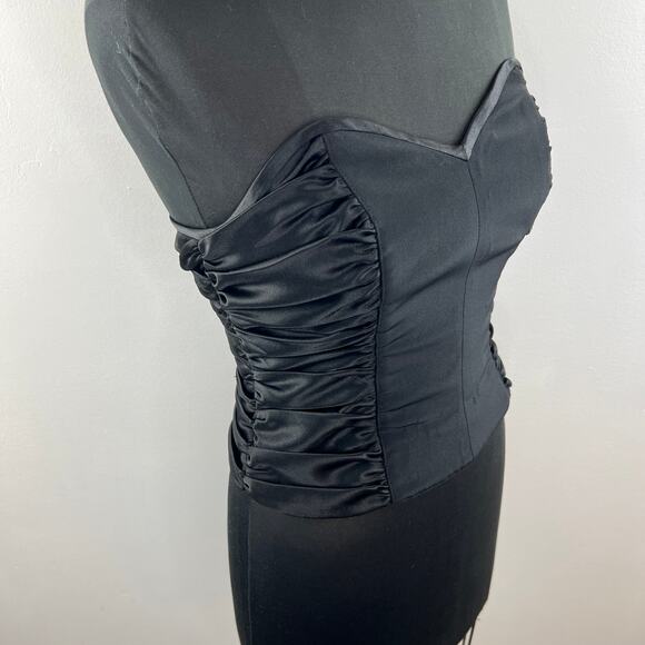 GV Black Top Lined Side Ruched Sweatheart Neck Back Zipper Classic Fit Size 40 - Picture 4 of 6